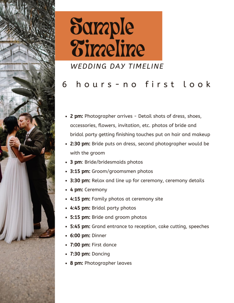 sample wedding day timeline
